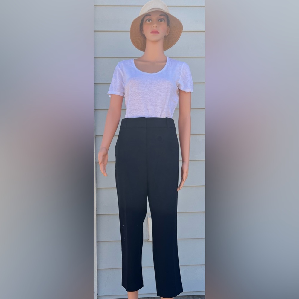 Ann Taylor trousers, ankle length, SZ 12, gently worn, heavy fabric, dark blue.
